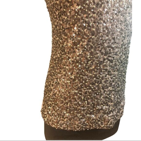 Express Tan Sequin Front Tank Top Size S - Picture 3 of 10